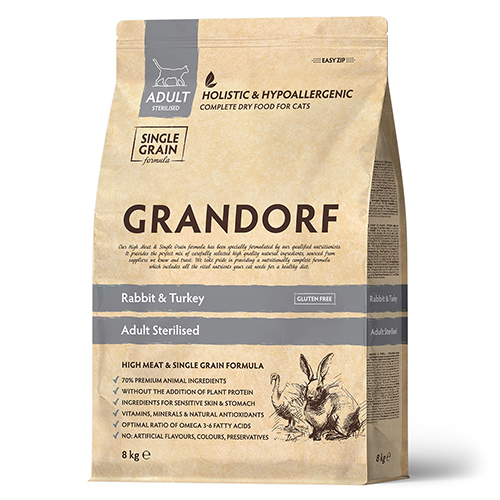 Grandorf Holistic & Hypoallergenic Sterilized Adult Rabbit & Turkey ...