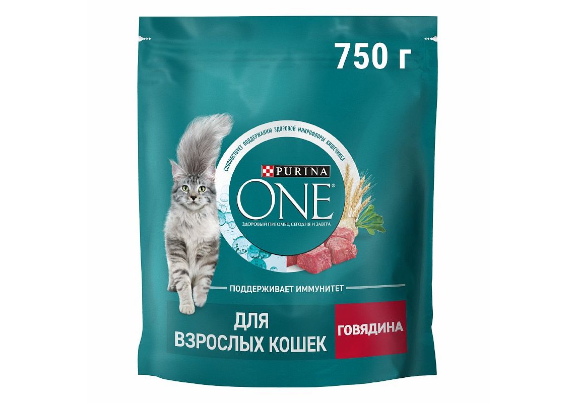 PURINA ONE ADULT / Сухой корм Пурина УАН для взрослых кошек с говядиной 750  г купить в Москве по низкой цене 400₽ | интернет-магазин ZooMag.ru