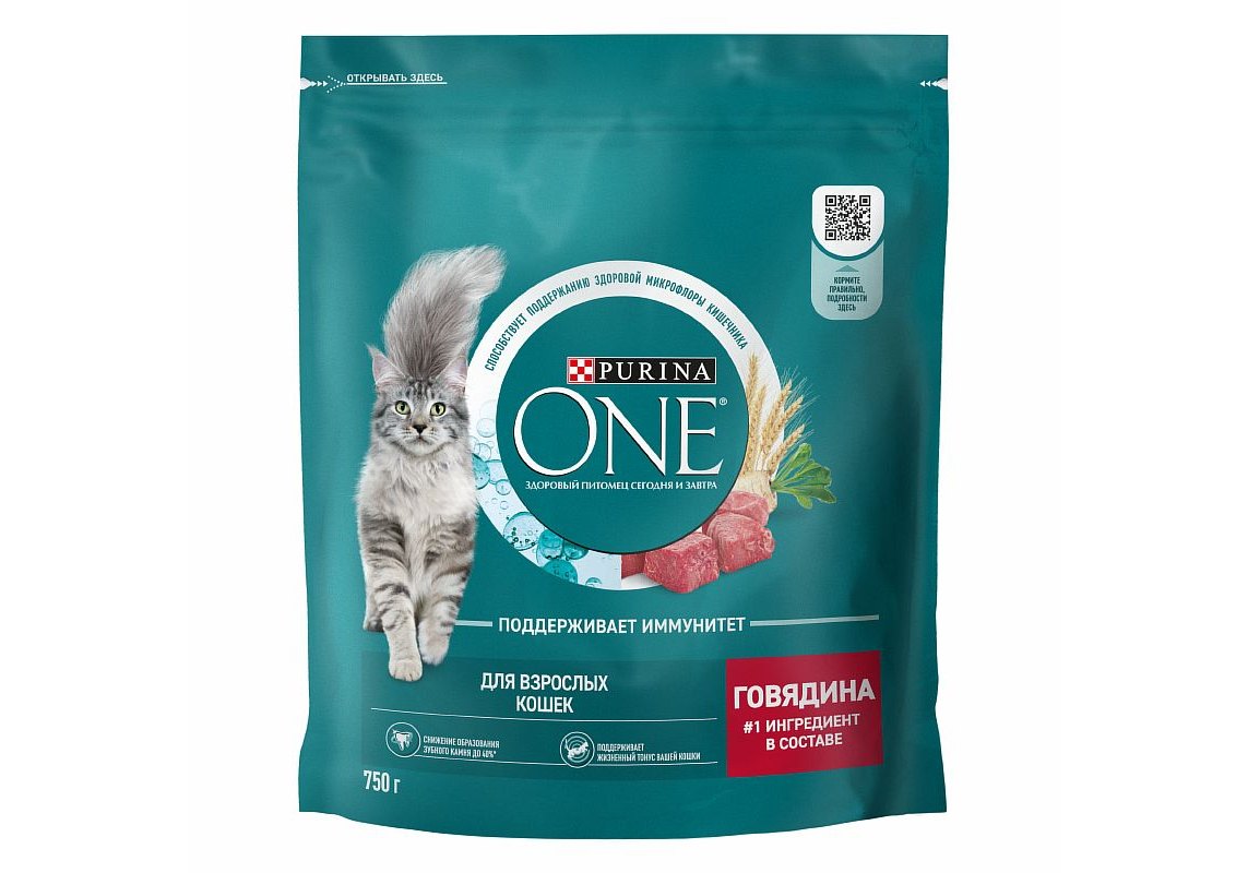 PURINA ONE ADULT / Сухой корм Пурина УАН для взрослых кошек с говядиной 750  г купить в Москве по низкой цене 400₽ | интернет-магазин ZooMag.ru