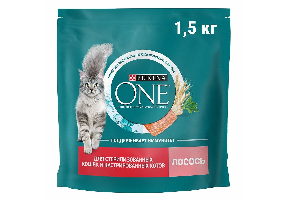 PURINA ONE STERILISED / Сухой корм Пурина УАН для взрослых стерилизованных  кошек с лососем 1,5 кг купить в Москве по низкой цене 765₽ |  интернет-магазин ZooMag.ru