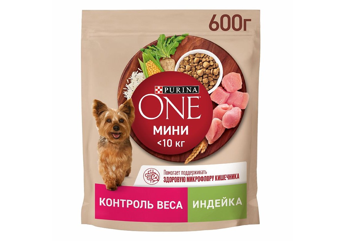 PURINA ONE MINI/ Сухой корм Пурина УАН для взрослых собак мелких пород при  склоннности к набору веса с индейкой 600 г купить в Москве по низкой цене  247₽ | интернет-магазин ZooMag.ru