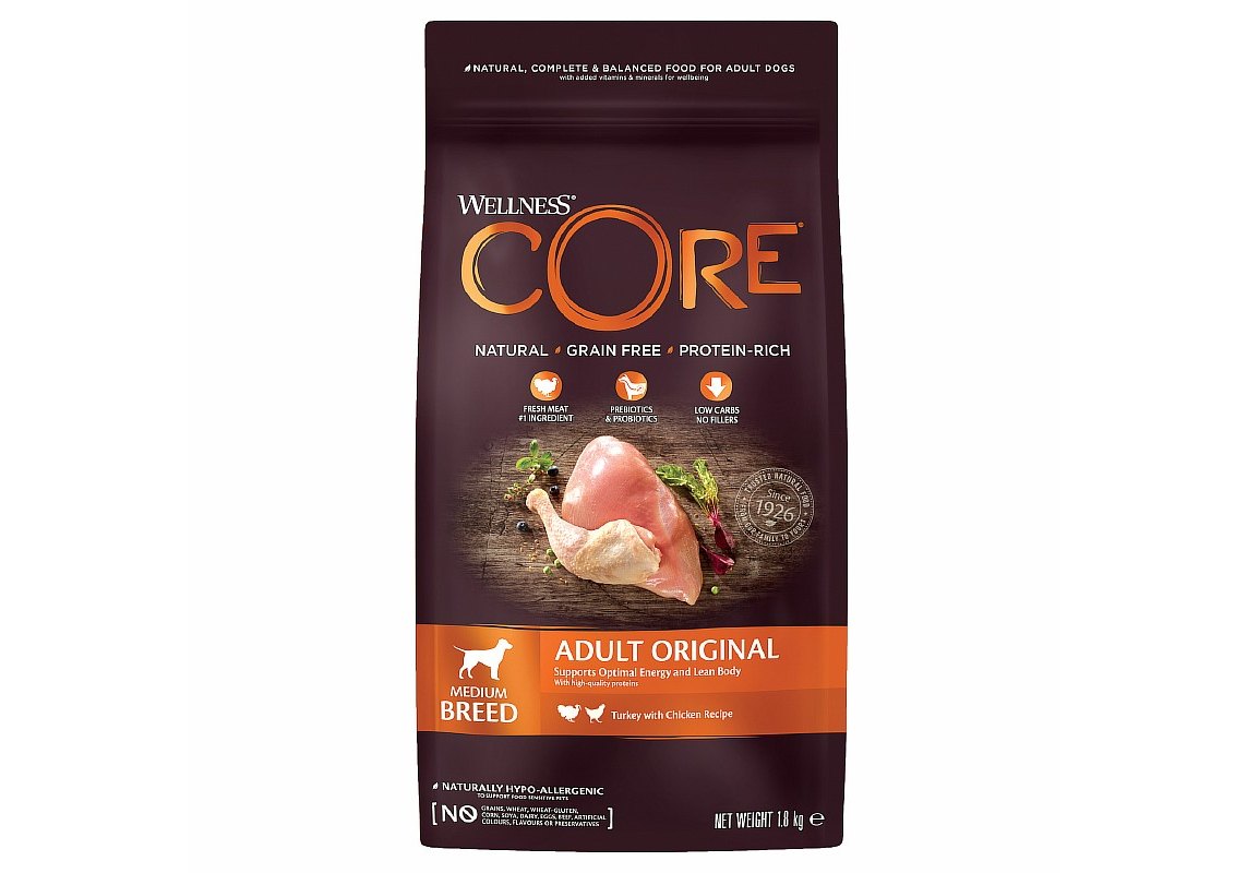 CORE Adult Medium Breed Original Grain free Turkey Chicken / Сухой  Беззерновой корм Кор для собак Средних пород Индейка с Курицей 1,8 кг  купить в Москве по низкой цене 1 982₽ | интернет-магазин ZooMag.ru