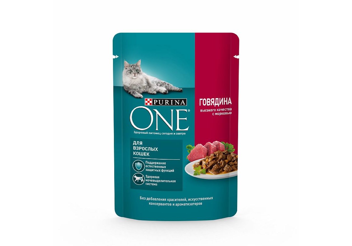 PURINA ONE ADULT / Влажный корм Паучи Пурина УАН для взрослых кошек с  говядиной (цена за упаковку) 75г х 26шт купить в Москве по низкой цене 980₽  | интернет-магазин ZooMag.ru