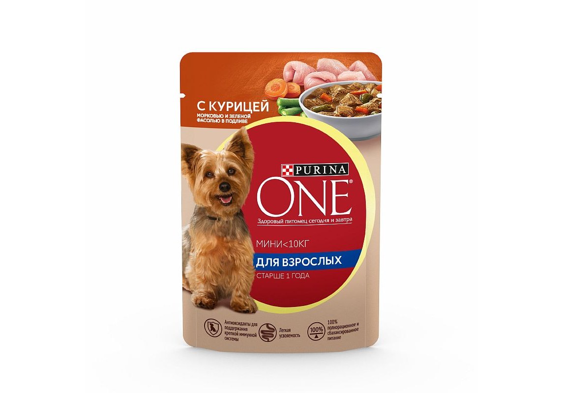 PURINA ONE ADULT / Влажный корм Паучи Пурина УАН для взрослых собак мелких  пород с курицей (цена за упаковку) 85г х 26шт купить в Москве по низкой  цене 940₽ | интернет-магазин ZooMag.ru