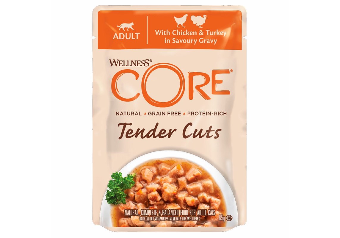 CORE Cat Tender Cuts Chicken & Turkey / Паучи Кор для кошек Нежные кусочки  Курицы и Индейки в пикантном соусе (цена за упаковку) 85г х 8шт купить в  Москве по низкой цене