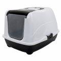 Homecat / Туалет Хоумкэт для кошек Большой закрытый с дверцей черно-белый