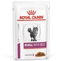 Royal Canin Renal with Beef / Ветеринарный влажный корм (Консервы-Паучи) Роял Канин Ренал для кошек для поддержания функции почек с Говядиной(цена за упаковку)