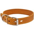 Homepet / Ошейник Хоумпет для собак Кожаный простроченный с тиснением Ромбы Янтарь