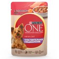 PURINA ONE MINI / Влажный корм Паучи Пурина УАН для взрослых собак мелких пород при чувствительном пищеварении с лососем (цена за упаковку)