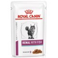Royal Canin Renal with Fish / Ветеринарный влажный корм (Консервы-Паучи) Роял Канин Ренал для кошек для поддержания функции почек с Рыбой (цена за упаковку)