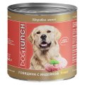 Dog Lunch / Консервы ДогЛанч для взрослых собак Говядина с индейкой в соусе (цена за упаковку)