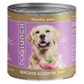 Dog Lunch / Консервы ДогЛанч для взрослых собак Мясное ассорти в соусе (цена за упаковку)