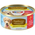 Деревенские лакомства Домашние обеды / Консервы для Щенков Вырезка Говяжья с Сердечками и Цукини (цена за упаковку)