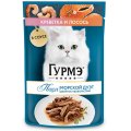 Гурмэ Перл / Влажный корм Паучи Пурина Гурмэ Перл Морской дуэт для взрослых кошек филе в соусе креветка и лосось (цена за упаковку)