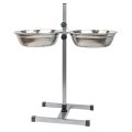 Homepet / Металлическая регулируемая подставка Хоумпет с мисками для домашних животных высотой до 60 см Хром