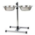 Homepet / Металлическая регулируемая подставка Хоумпет с мисками для домашних животных высотой до 40 см Хром