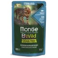 Monge Cat BWild Grain Free Sterilised Tuna Shrimps Vegetables / Влажный Беззерновой корм Монж для Стерилизованных кошек Паучи из Тунца с Креветками и овощами (цена за упаковку)