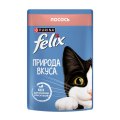 FELIX ПРИРОДА ВКУСА / Влажный корм Паучи Пурина Феликс Природа вкуса для взрослых кошек с лососем (цена за упаковку)
