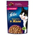 FELIX SENSATIONS / Влажный корм Паучи Феликс Сенсейшенс в желе для взрослых кошек с уткой (цена за упаковку)