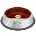 Mr.Kranch Candy / Миска Мистер Кранч для животных с Керамическим покрытием Нескользящее основание нержавеющая сталь Коричневая с белым