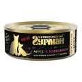 Четвероногий Гурман Golden Line / Консервы Золотая линия для кошек и Котят Мусс с Говядиной (цена за упаковку)