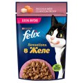 FELIX SENSATIONS / Влажный корм Паучи Феликс Сенсейшенс в желе для взрослых кошек с лососем (цена за упаковку)