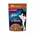 FELIX SENSATIONS / Влажный корм Паучи Феликс Сенсейшенс в желе для взрослых кошек с курицей и морковью (цена за упаковку)