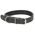 Homepet / Ошейник Хоумпет для собак Кожаный простроченный с тиснением Ромбы Черный