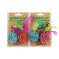 Homecat / Игрушка Хоумкэт для кошек Мячи веревочные с пером гремящие