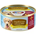 Деревенские лакомства Домашние обеды / Консервы для Щенков Сочный Цыпленок с Языком и Шпинатом (цена за упаковку)