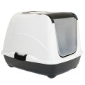 Homecat / Туалет Хоумкэт для кошек закрытый с дверцей черно-белый