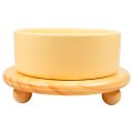 Mr.Kranch Bamboo / Миска Мистер Кранч Керамическая желтая на бамбуковой подставке