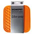 Homepet Silver Series / Лизательный коврик Хоумпет для собак и кошек для медленного кормления на присосках Оранжевый
