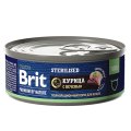 Brit Premium by Nature Sterilised / Консервы Брит для Стерилизованных кошек Курица и печень (цена за упаковку)