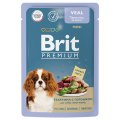 Brit Premium Mini / Паучи Брит Премиум для взрослых собак Мелких пород Телятина зеленый горошек в соусе (цена за упаковку)