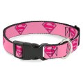 Buckle-Down / Ошейник Бакл-Даун для собак с пластиковой застёжкой Супермен розовый