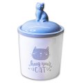Mr.Kranch Hug Your Cat / Бокс керамический для хранения корма для кошек Бело-Серый Mr.Kranch Hug Your Cat / Бокс керамический для хранения корма для кошек Бело-Серый