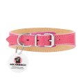 Mr.Kranch / Ошейник-cеледка Мистер Кранч для собак из Натуральной кожи с QR-адресником Розовый