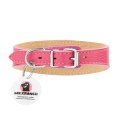 Mr.Kranch / Ошейник-cеледка Мистер Кранч для собак из Натуральной кожи с QR-адресником Розовый