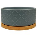Mr.Kranch Bamboo / Миска Мистер Кранч Керамическая серая на бамбуковой подставке Mr.Kranch Bamboo / Миска Мистер Кранч Керамическая серая на бамбуковой подставке