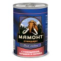 Мамонт Стандарт / Консервы для взрослых собак с Говядиной Сердцем и Легким (цена за упаковку)