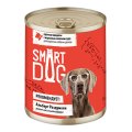 Smart Dog / Консервы Смарт Дог для взрослых собак и щенков Кусочки Говядины с морковью в нежном соусе (цена за упаковку)