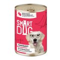 Smart Dog / Консервы Смарт Дог для взрослых собак и щенков Кусочки Говядины и ягненка в нежном соусе (цена за упаковку)