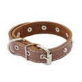 Homepet / Ошейник Хоумпет для собак Кожаный с украшениями Двойной простроченный Двухслойный Коричневый