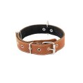 Homepet / Ошейник Хоумпет для собак Кожаный с Язычком на фетре простроченный Коричневый