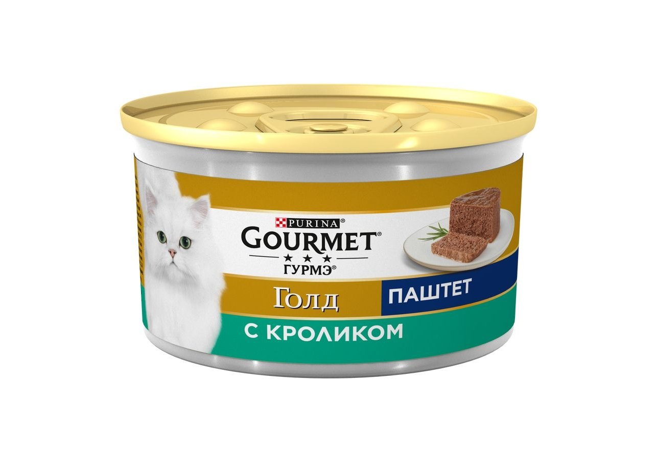 Gourmet Gold / Влажный корм Консервы Пурина Гурмэ Голд Паштет для взрослых  кошек с кроликом (цена за упаковку) 85г x 24шт купить в Москве по низкой  цене 1 340₽ | интернет-магазин ZooMag.ru