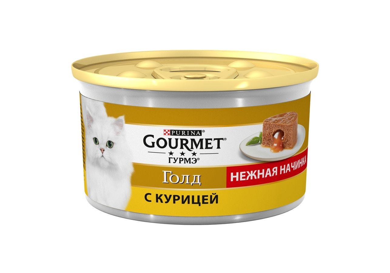 Gourmet Gold Melting Heart / Влажный корм Консервы Пурина Гурмэ Голд Нежная  начинка для взрослых кошек с курицей (цена за упаковку) 85г х 12шт купить в  Москве по низкой цене 790₽ |