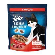 FELIX ДВОЙНАЯ ВКУСНЯТИНА / Сухой корм Пурина Феликс для взрослых кошек с мясом