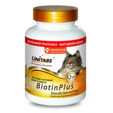Unitabs BiotinPlus с Q10 / Витаминно-минеральный комплекс Юнитабс для кошек с Биотином и Таурином