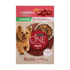 PURINA ONE MINI / Влажный корм Паучи Пурина УАН для взрослых собак мелких пород при активном образе жизни с говядиной (цена за упаковку)